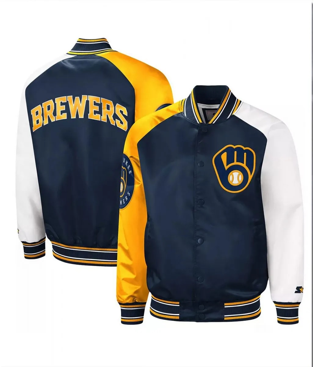 Milwaukee Brewers Reliever Satin Raglan Full-Snap Jacket