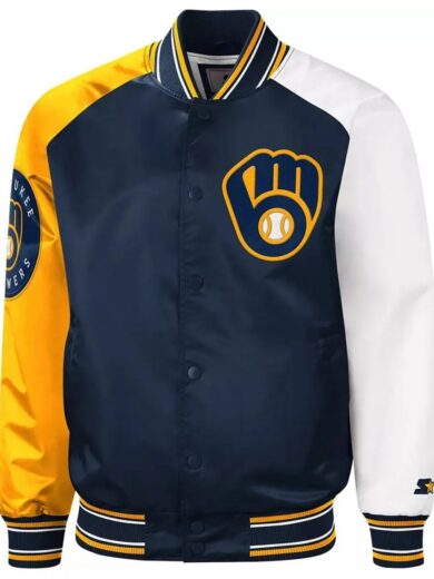 Milwaukee Brewers Reliever Satin Raglan Full-Snap Jacket