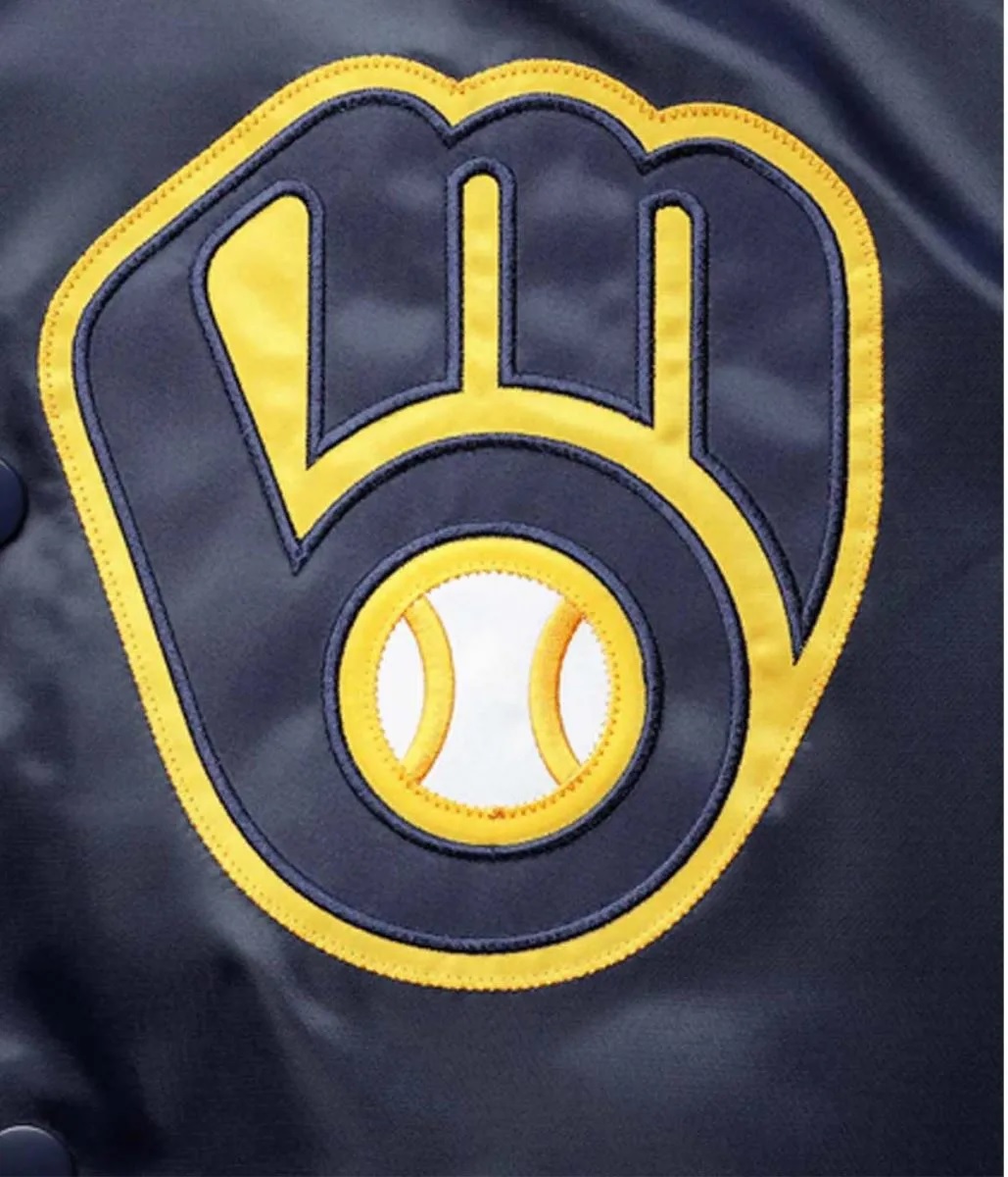 Milwaukee Brewers Reliever Satin Raglan Full-Snap Jacket