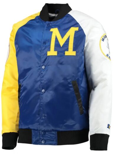 Milwaukee Brewers Tri-Color Full-Snap Satin Jacket