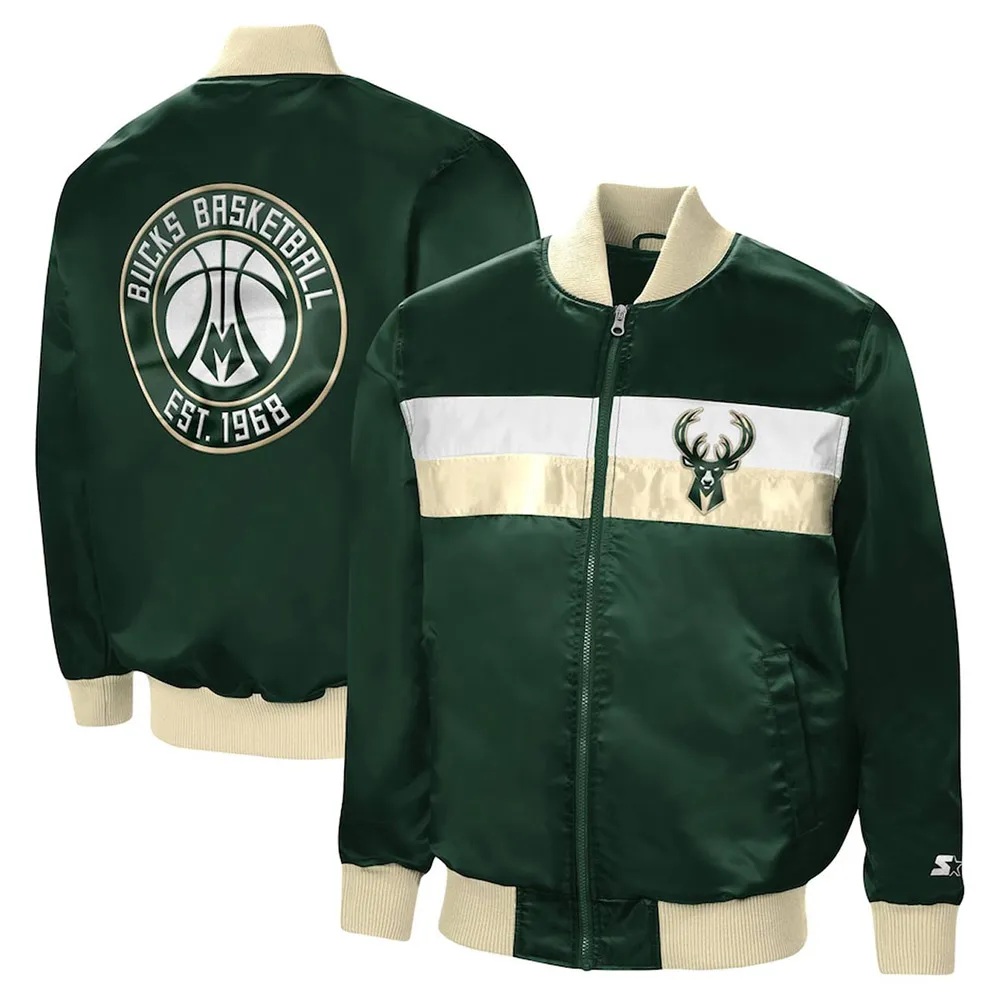 Milwaukee Bucks Ambassador Green Satin Jacket