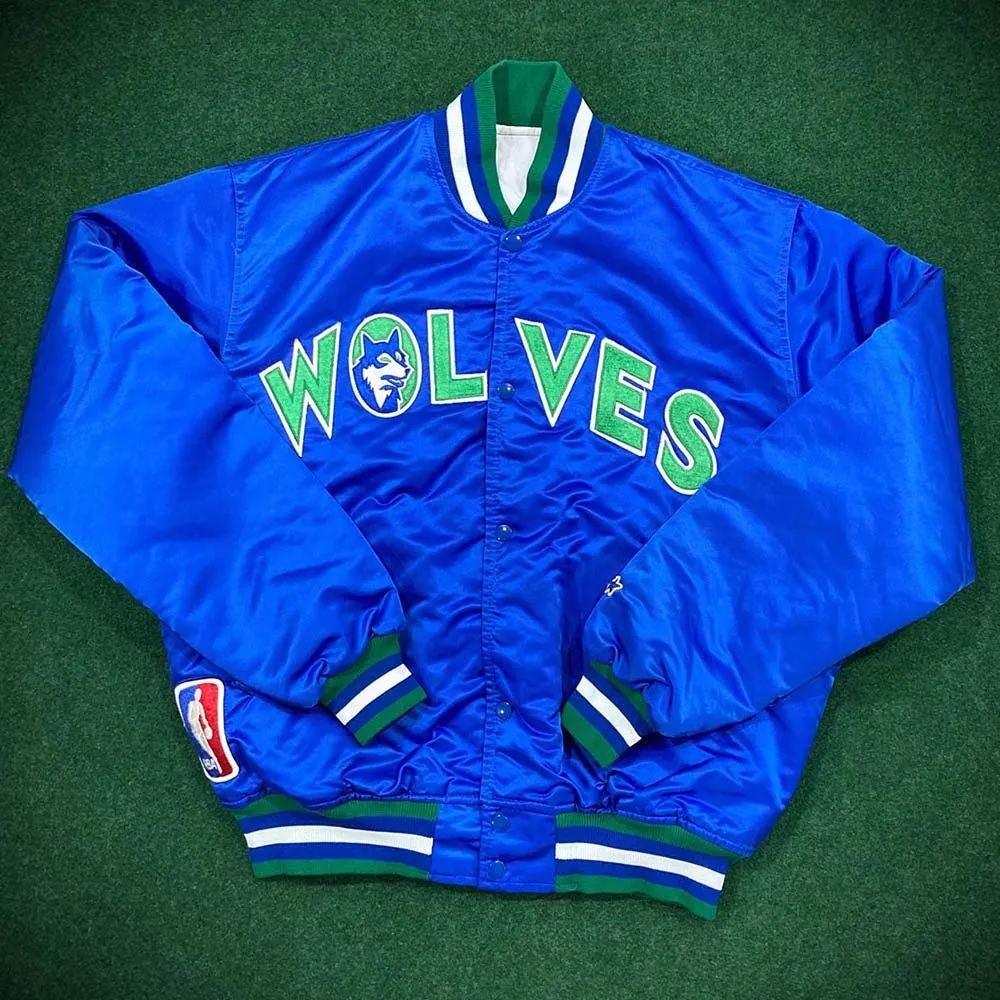 Minnesota Timberwolves 90’s Blue Satin Jacket - Image 5
