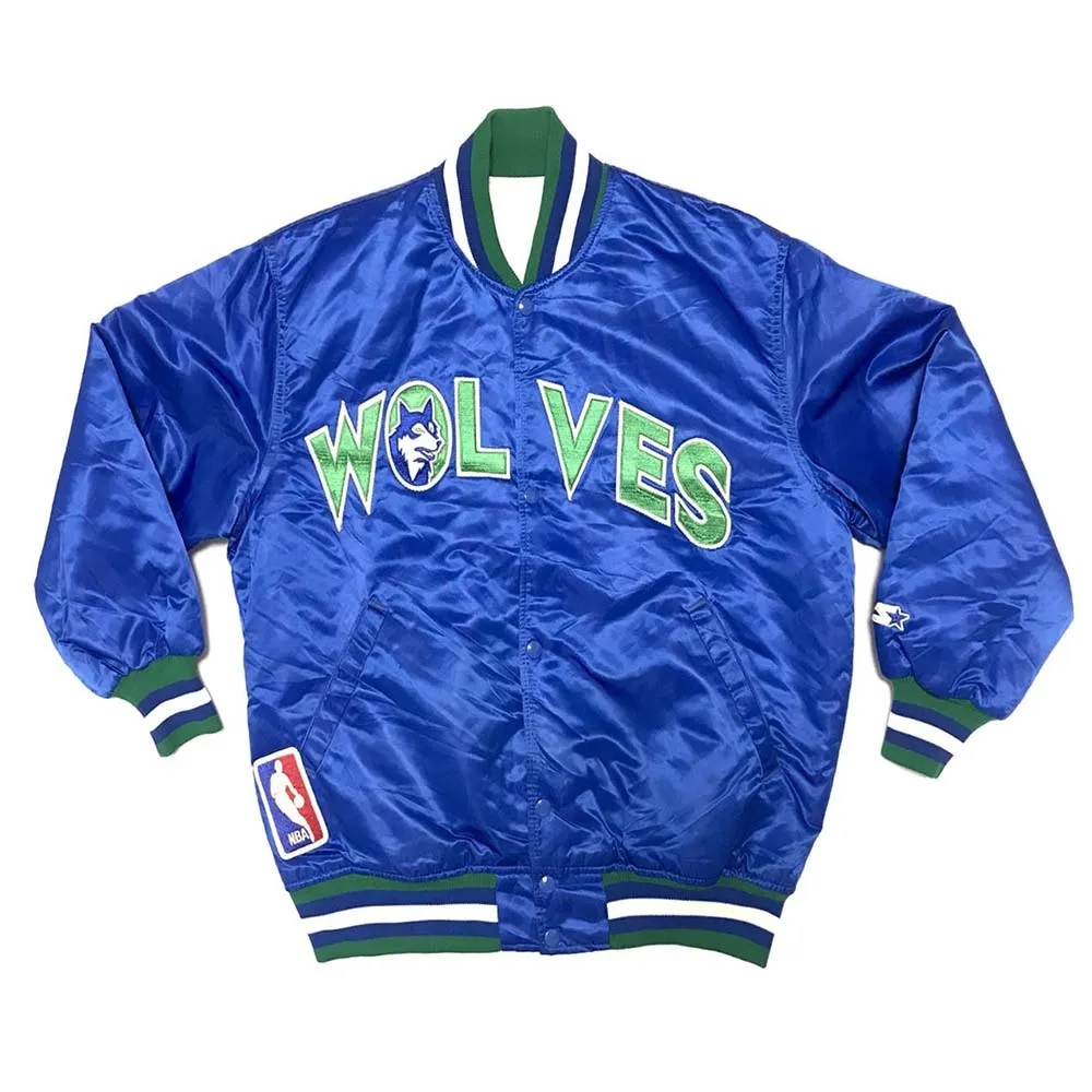 Minnesota Timberwolves 90’s Blue Satin Jacket - Image 3