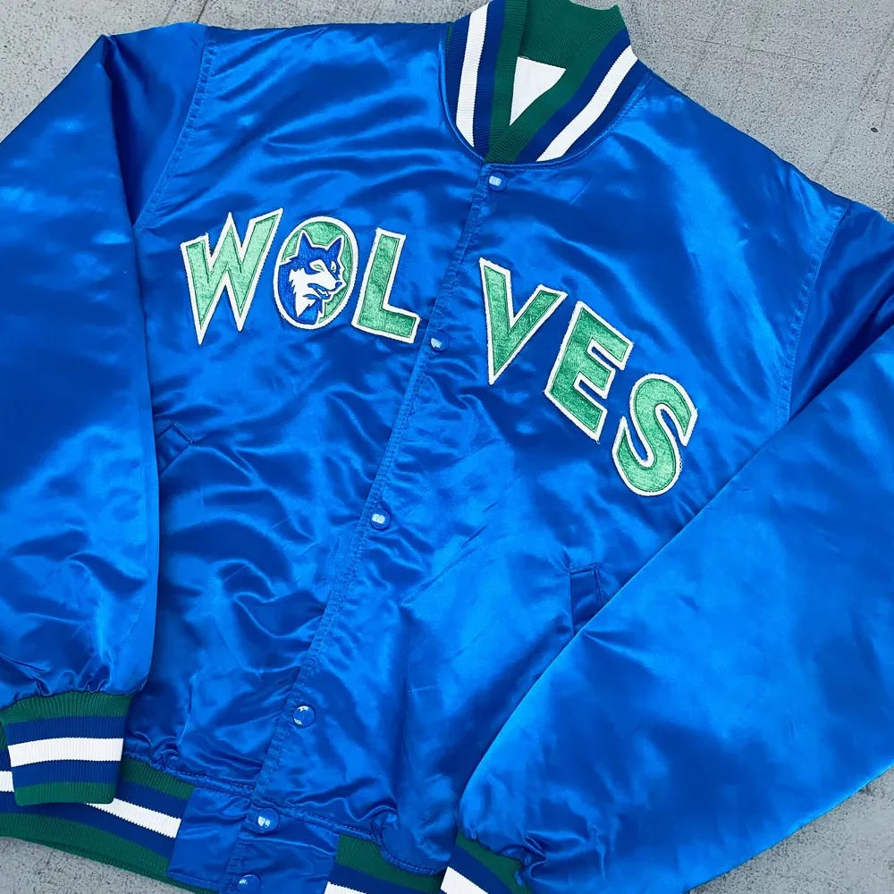 Minnesota Timberwolves 90’s Blue Satin Jacket - Image 4