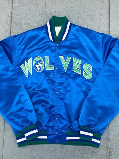 Minnesota Timberwolves 90’s Blue Satin Jacket