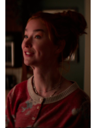 Murder in a Small Town S02 Cassandra Sawtell Red Floral Print Cardigan