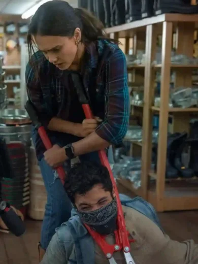 Jessica Alba Trigger Warning 2024 Plaid Shirt