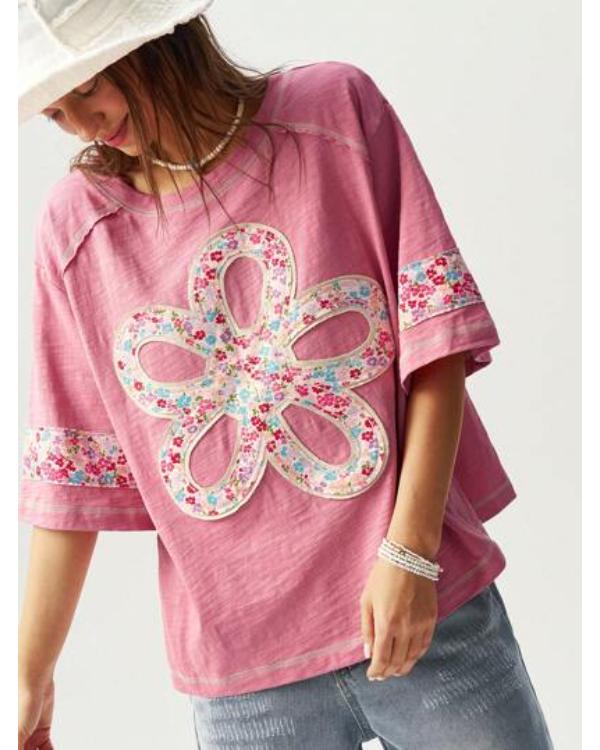 Baylen Out Loud S02 Baylen Dupree Pink Floral Flower T-Shirt - Image 2
