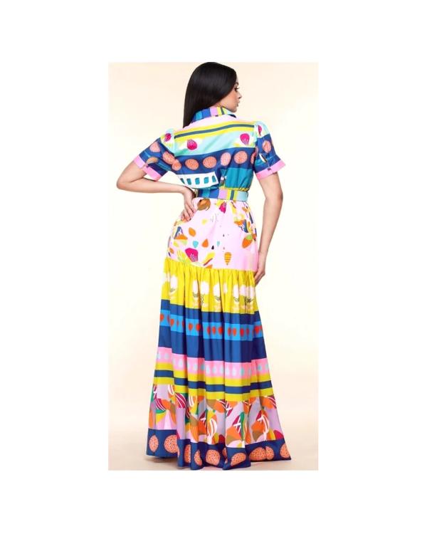 TV We Love S01 Carrie Preston Pink Blue Abstract Print Dress