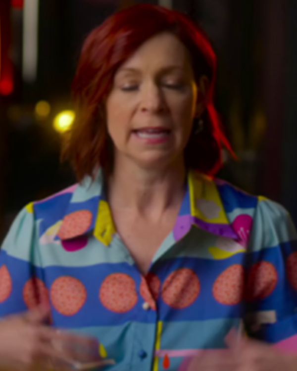 TV We Love S01 Carrie Preston Pink Blue Abstract Print Dress