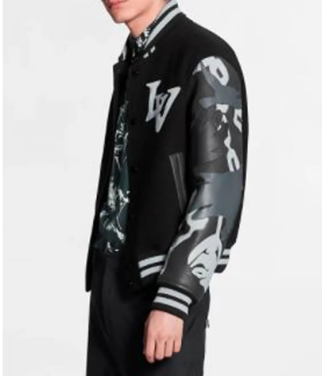 The Kid Laroi Wrong Camo Chains Lv Varsity Jacket