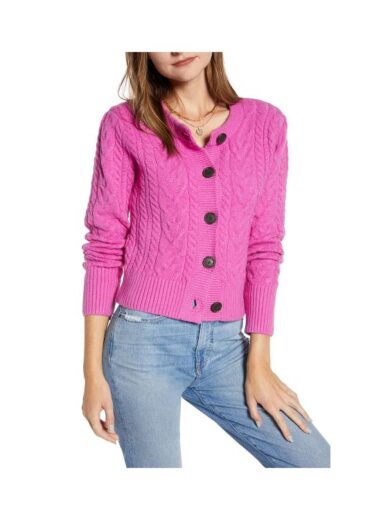 The Today Show Savannah Sellers Pink Cable Knit Cardigan