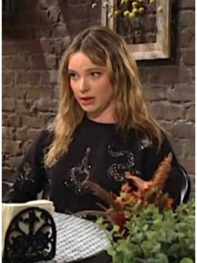 The Young and the Restless Cait Fairbanks Black Embellished Sweatshirt