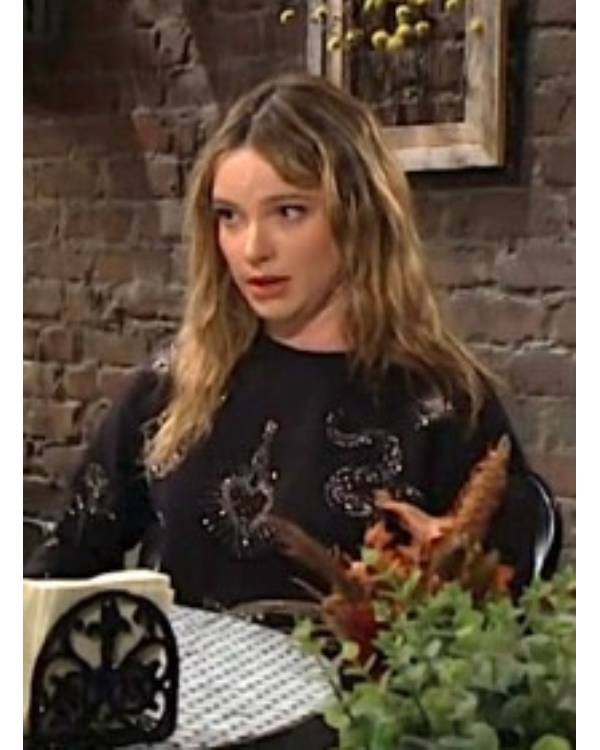 The Young and the Restless Cait Fairbanks Black Embellished Sweatshirt