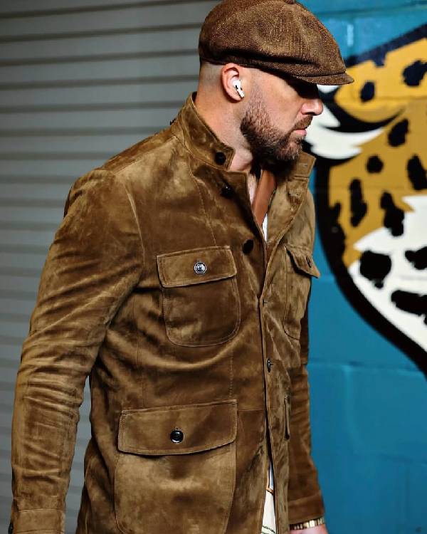 Travis Kelce Cashmere Suede Military Jacket