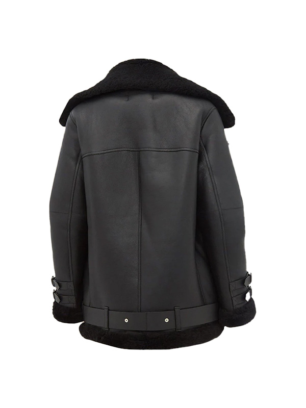 Women Black B3 Shearling Leather Jacket