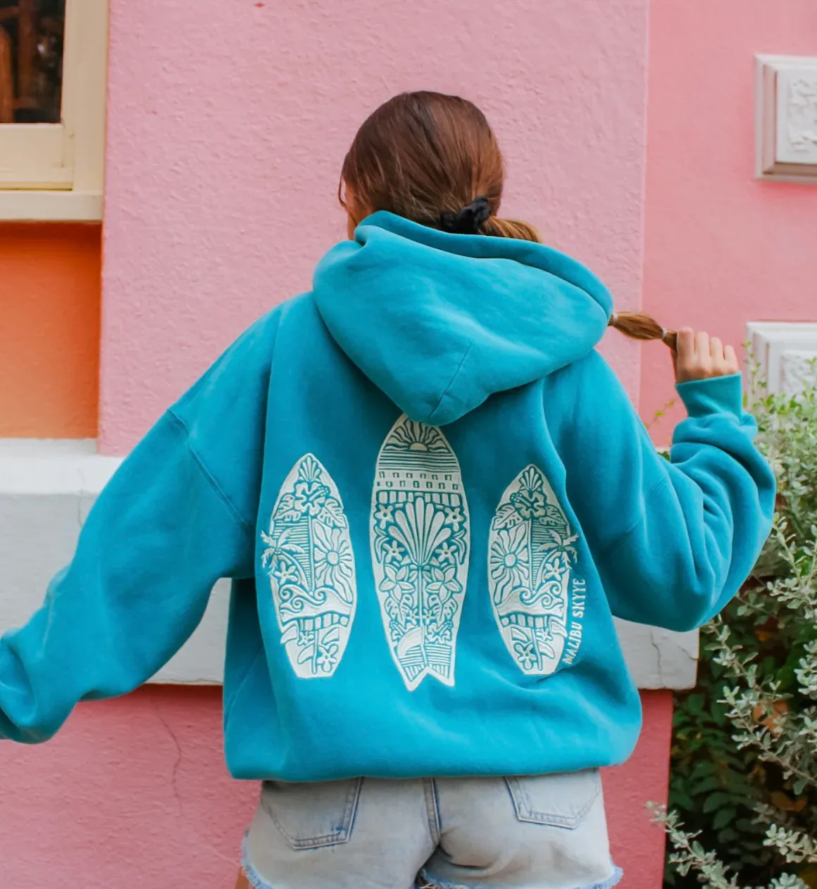 Women’s Sunset Surf -Vintage Teal Hoodie
