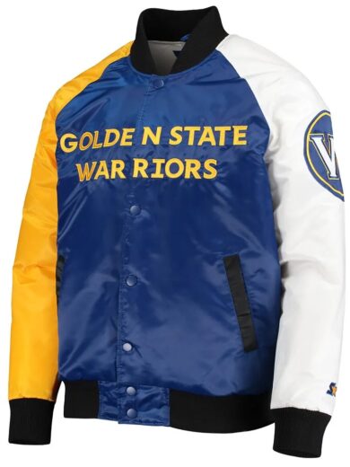 Golden State Warriors Tri-Color Satin Varsity Jacket