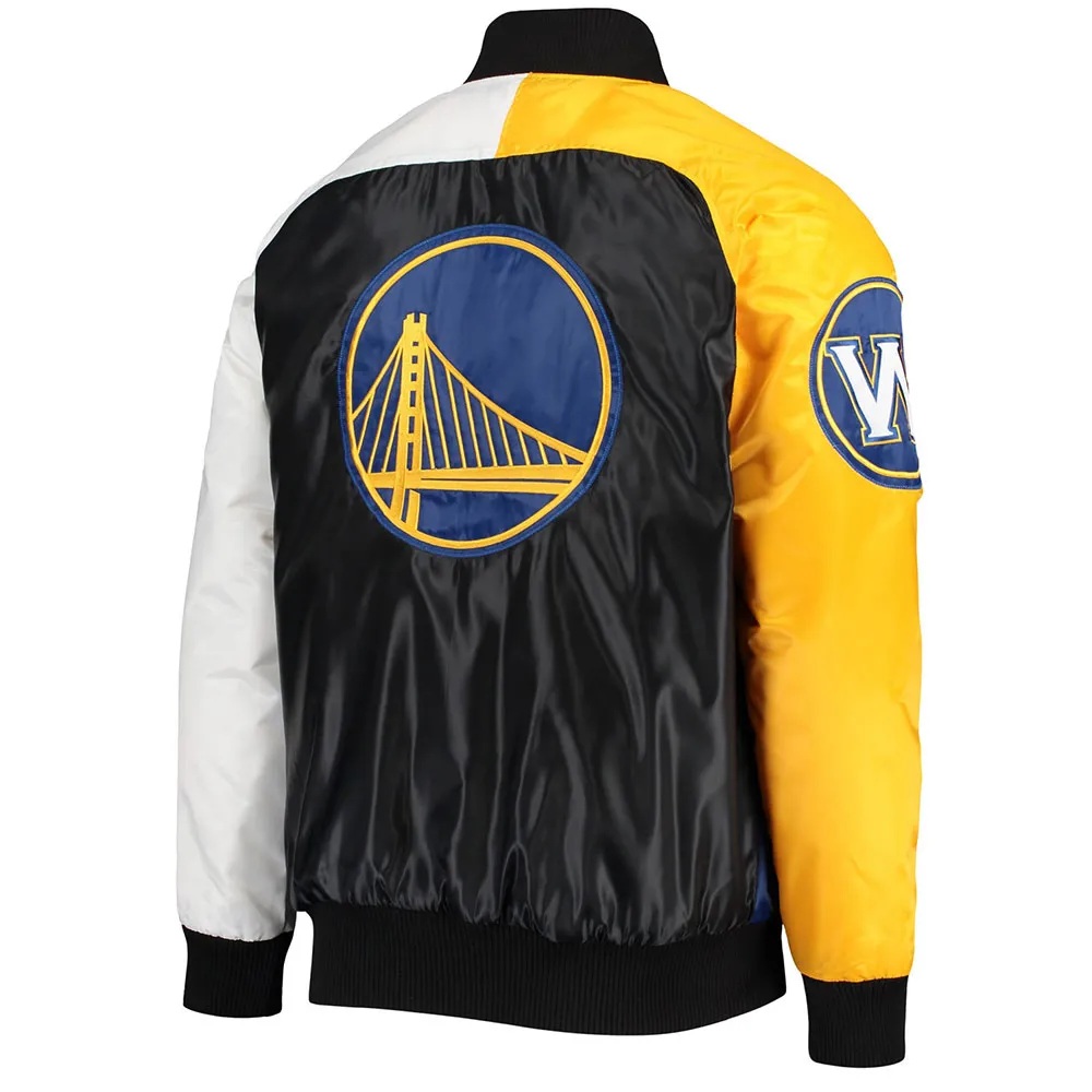 Golden State Warriors Tri-Color Satin Varsity Jacket